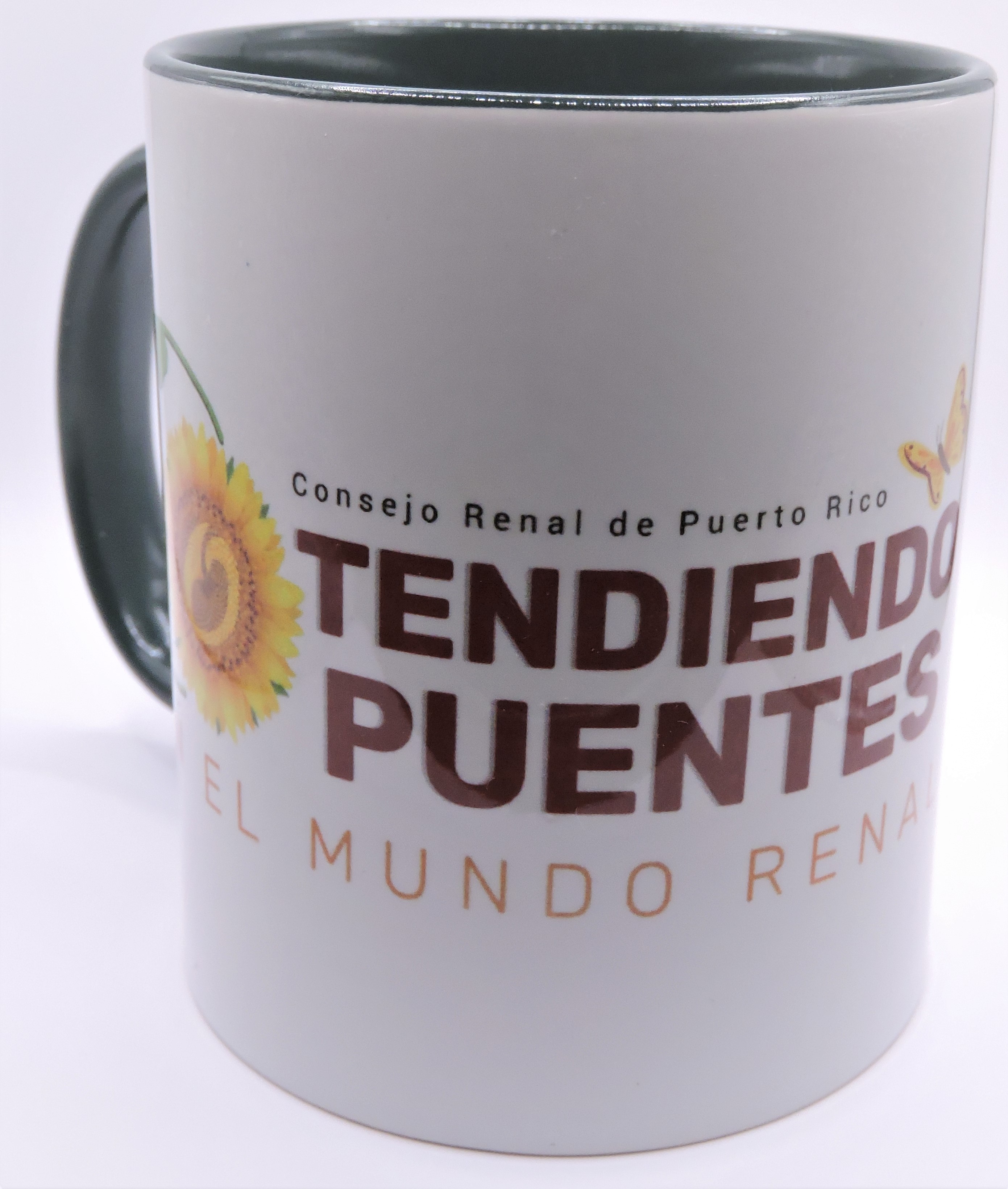 Taza Blanca Fondo Verde Original del Consejo Renal "Tendiendo Pu